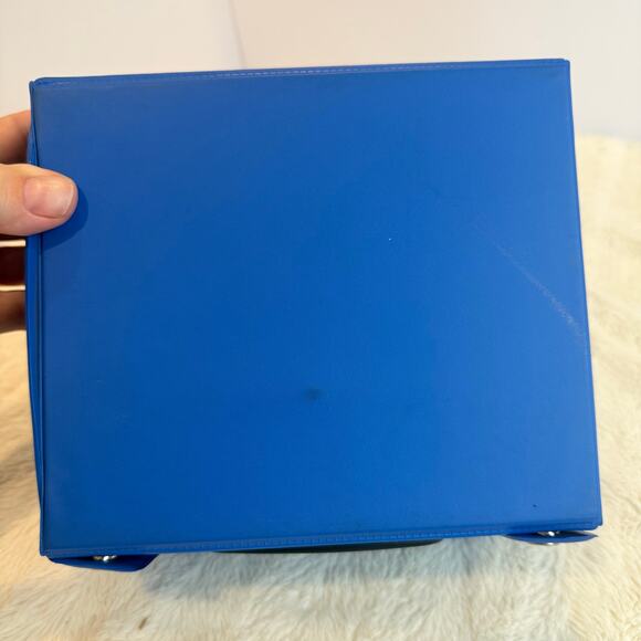 Vintage Blue Plastic Toy Storage Display Box Folding Carry Case Handle - Picture 9 of 11